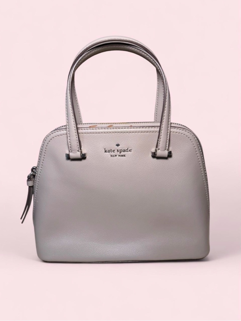 Kate Spade Patterson Drive Small Dome Satchel Taupe Gray Leather Crossbody